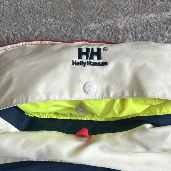 Helly Hansen Sailing Ski Jacket Men Small 46-48 Chest Hidden Hood Red White Blue - Picture 9 of 14
